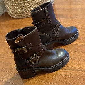 Aldo Women's Brown Leather Chunky Boots
